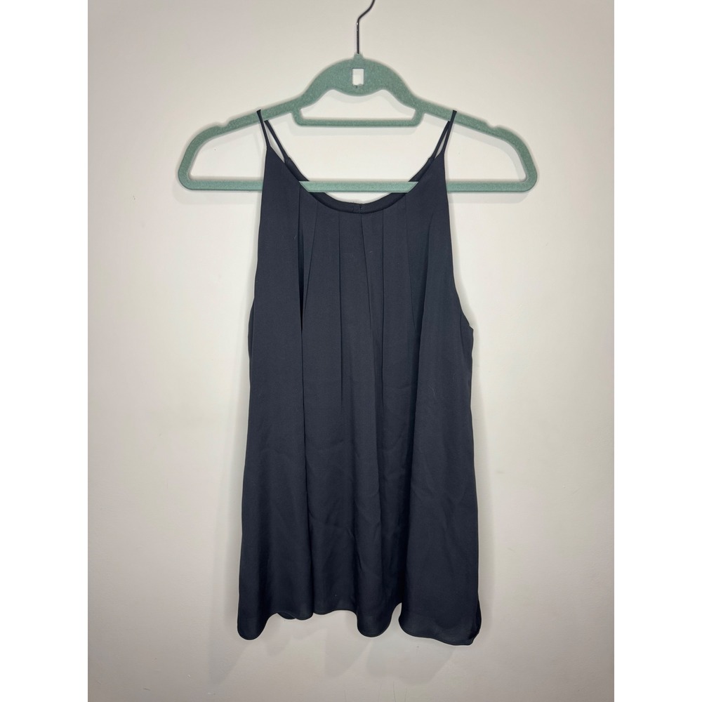 Milly 100% Silk Black Pleated Tank Top sz 4